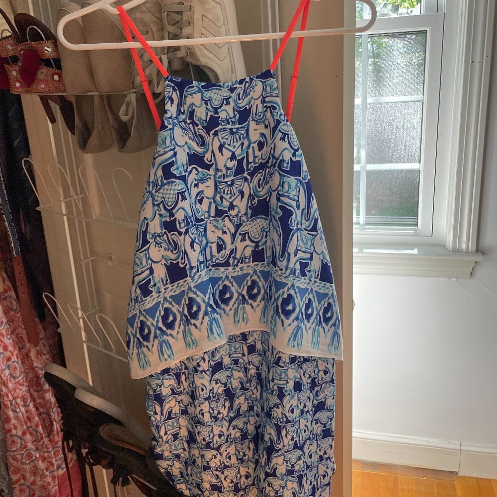 Lilly Pulitzer Blue & White Pattern Short Romper, Size 4